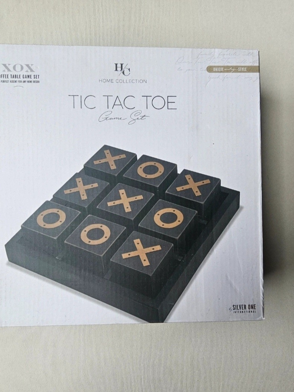 Home Collection Black & Gold Wooden Tic Tac Toe Set